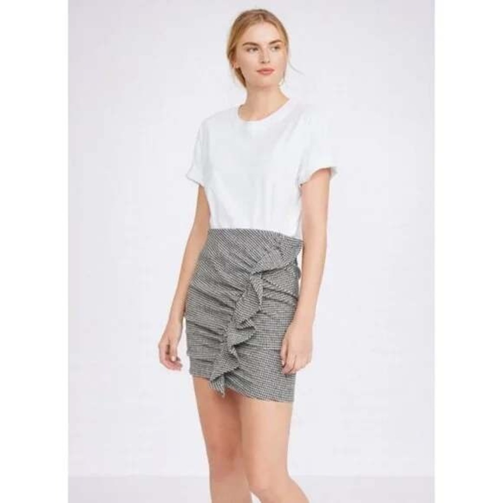 A.L.C. Jupiter Houndstooth‎ Ruffled Mini Skirt Size 10